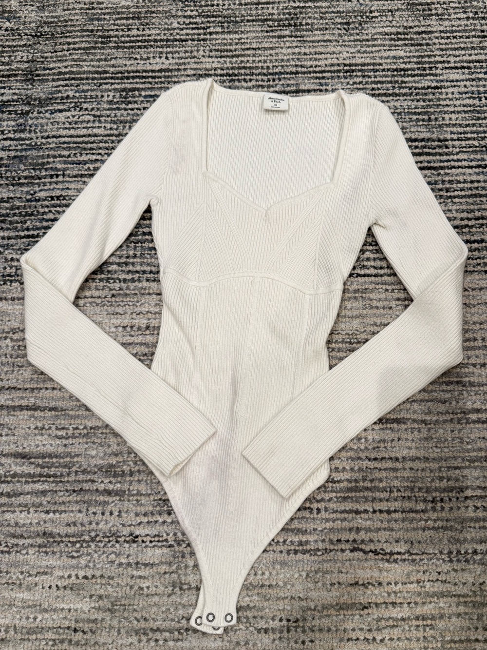 Abercrombie and Fitch -  White Ribbed Long-Sleeve Bodysuit